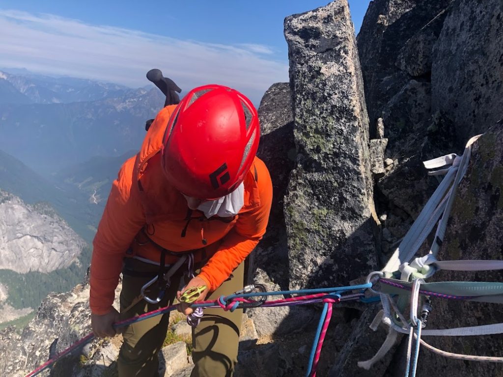Rappelling down from Mount Rexford