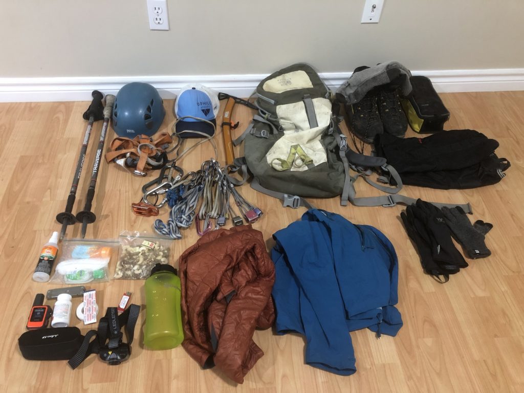 Gear for Sky Pilot East Face via Gunsight Couloir