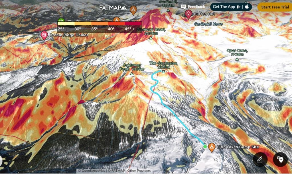 FATMAP - Elfin Lakes to Gargoyles