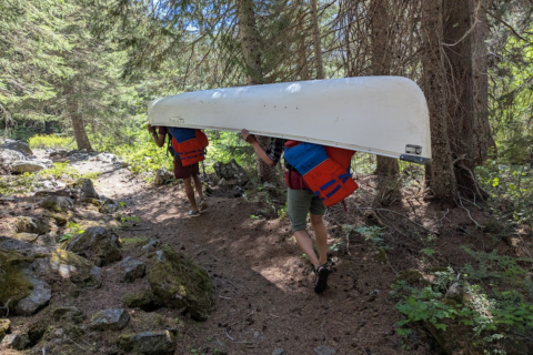 Portaging at Lightning Lakes Chain Trail