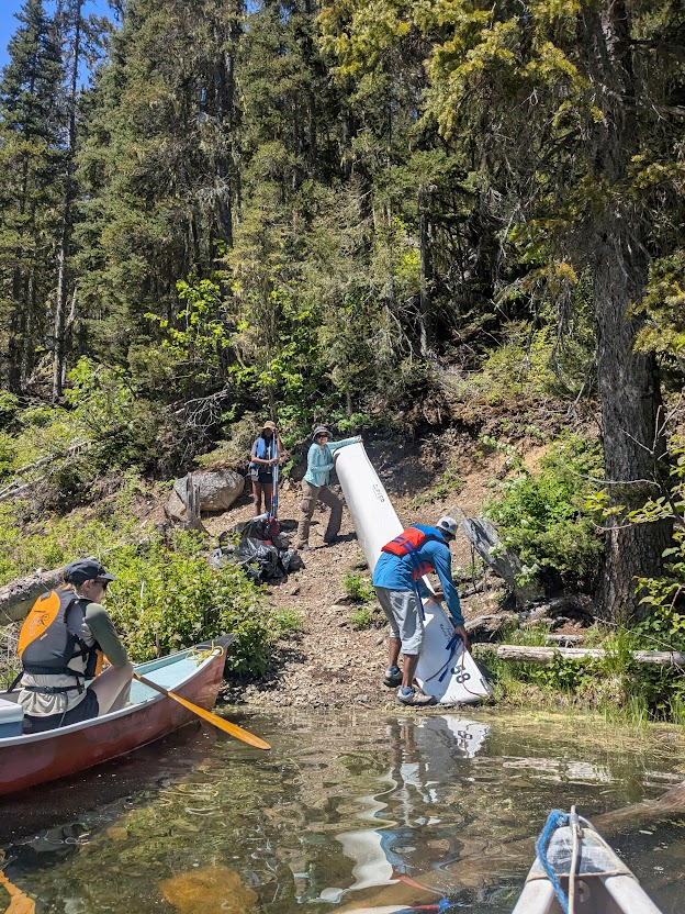 Portaging at Flash Lake E C Manning Park